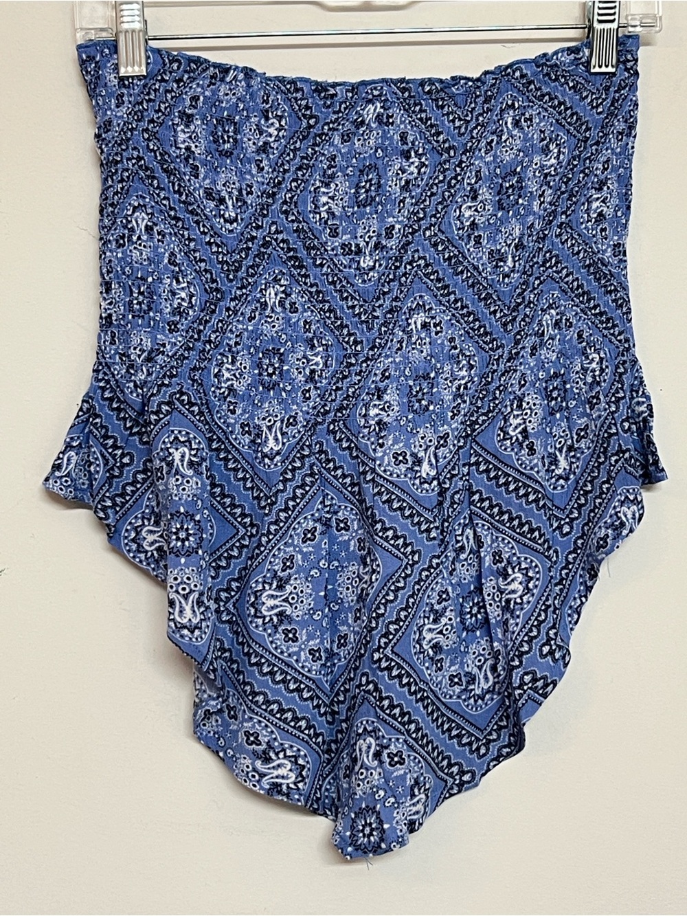 🌞 New Look Light Blue Ribbed Knit Bandana Style Tube Top Halter Top Women size L